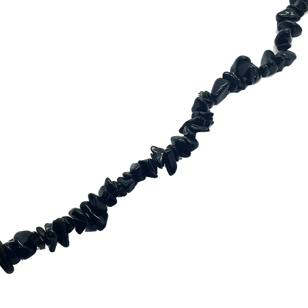 Βραχιόλι με ημιπολύτιμες πέτρες Οψιδιανού σε μαύρο χρώμα με ακανόνιστο σχήμα