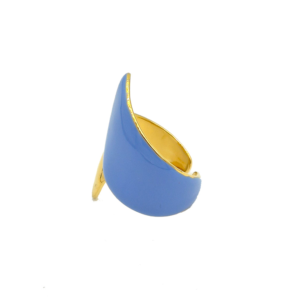 Δαχτυλίδι χρυσό με γαλάζιο γέμισμα 2