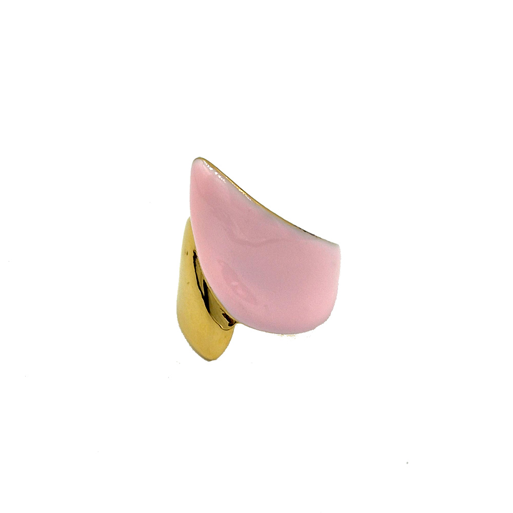 Δαχτυλίδι χρυσό με ροζ γέμισμα