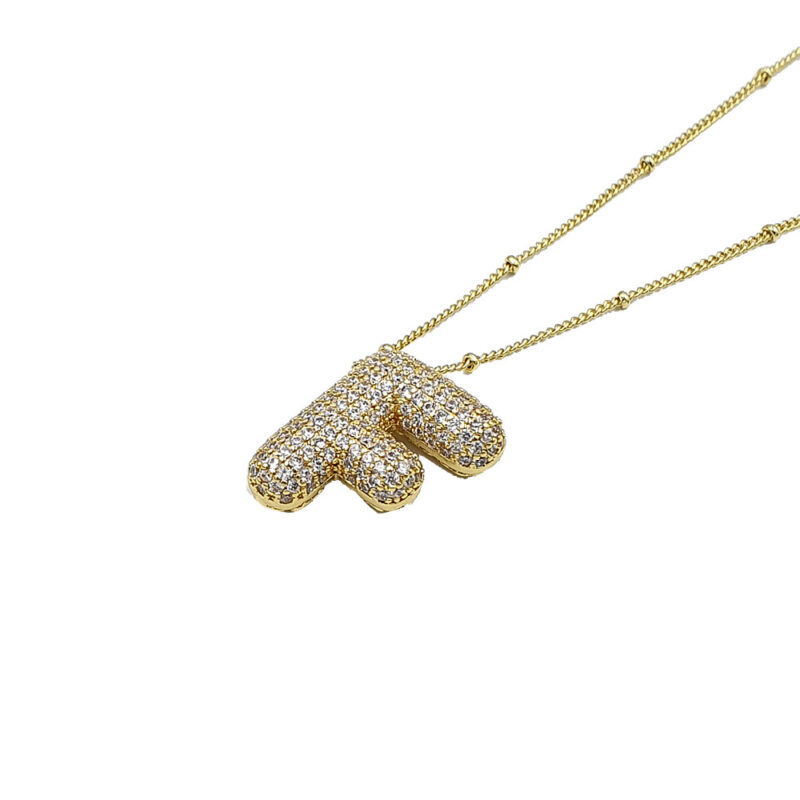 Κολιέ με μονόγραμμα bubble F 2 - bijouxbijoux