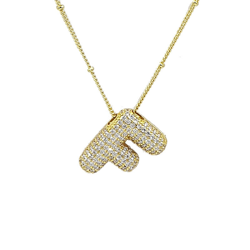 Κολιέ με μονόγραμμα bubble F - bijouxbijoux Κολιέ με μονόγραμμα bubble F