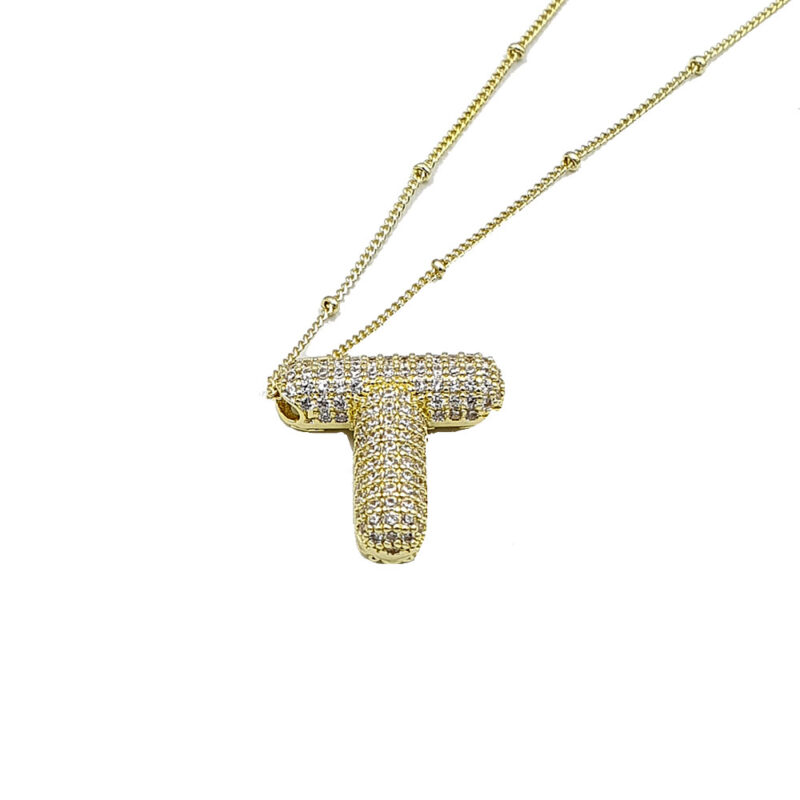 Κολιέ με μονόγραμμα bubble T 2 - bijouxbijoux