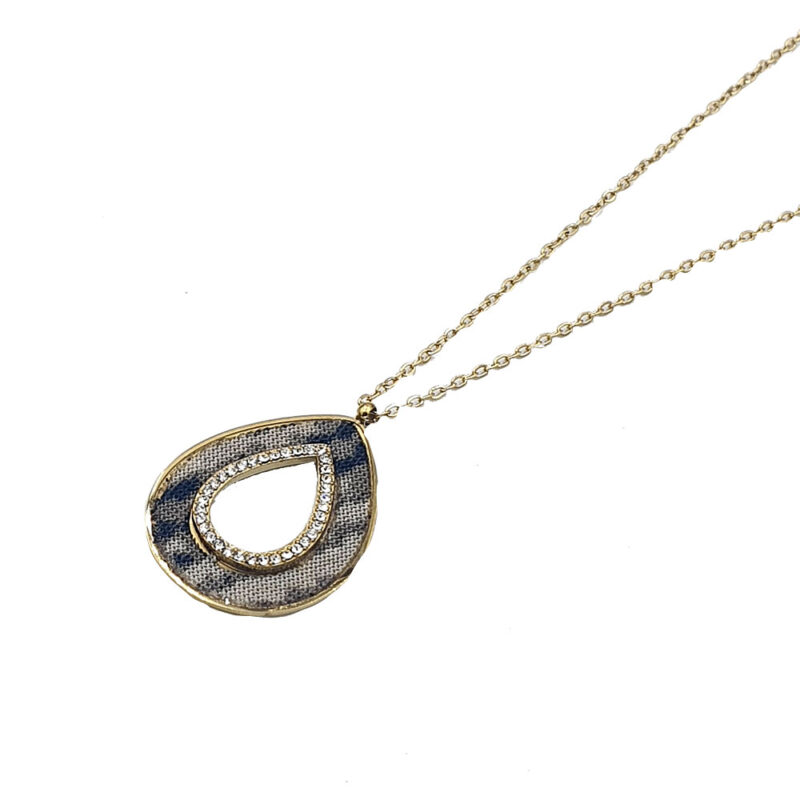 Κολιέ σταγόνα σε γκρι animal print 2 - bijouxbijoux Κολιέ σταγόνα σε γκρι animal print