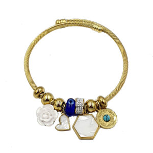 Ατσάλινο χρυσαφί βραχιόλι με charms