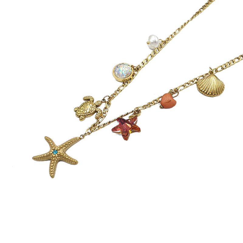 Κολιέ με charms αστερίας 2 - bijouxbijoux Κολιέ με charms αστερίας