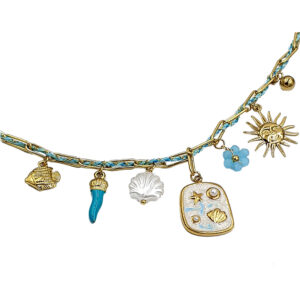 Κολιέ με charms γαλάζιο