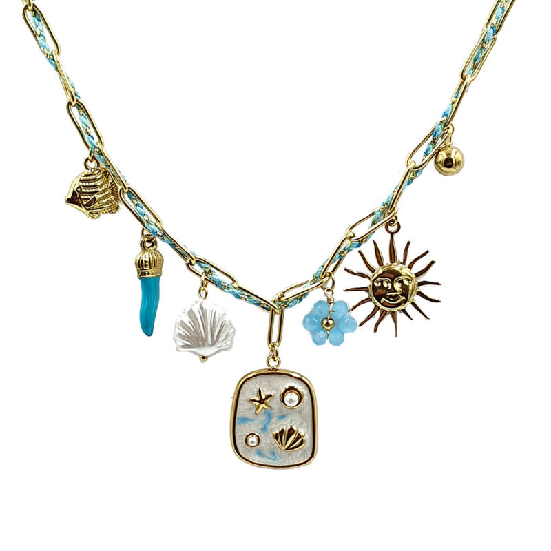 Κολιέ με charms γαλάζιο
