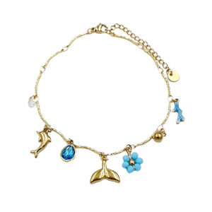 Βραχιόλι ποδιού με γαλάζια charms