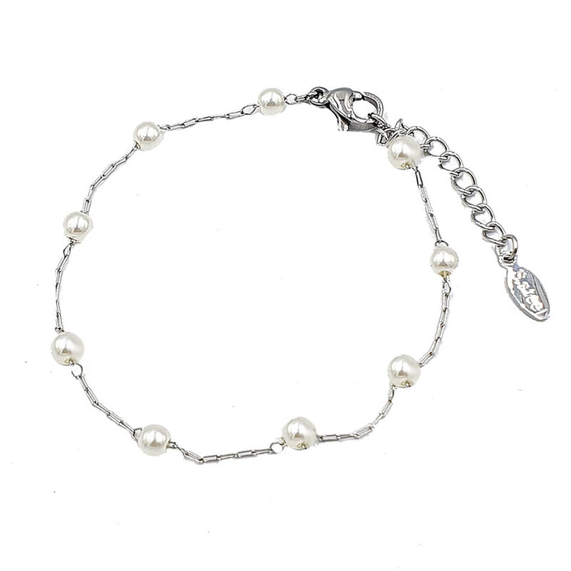 Βραχιόλι ασημί με πέρλες - bijouxbijoux Βραχιόλι ασημί με πέρλες